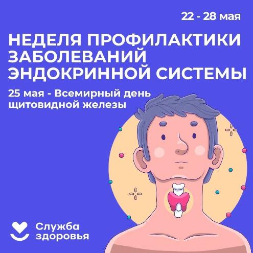 С 22 по 28 мая Министерство здравоохранения Российской Федерации объявило Неделей профилактики заболеваний эндокринной системы( в честь Всемирного дня щитовидной железы -25 мая).
